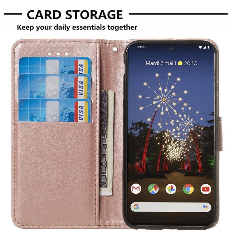 B40 Mobile Phone Case for Google Pixel 7 Pro 5G , Shockproof PU Leather Wallet Stand Phone Cover - Rose Gold