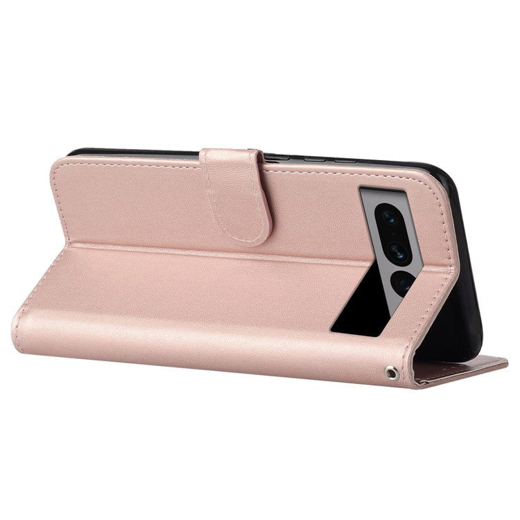 B40 Mobile Phone Case for Google Pixel 7 Pro 5G , Shockproof PU Leather Wallet Stand Phone Cover - Rose Gold
