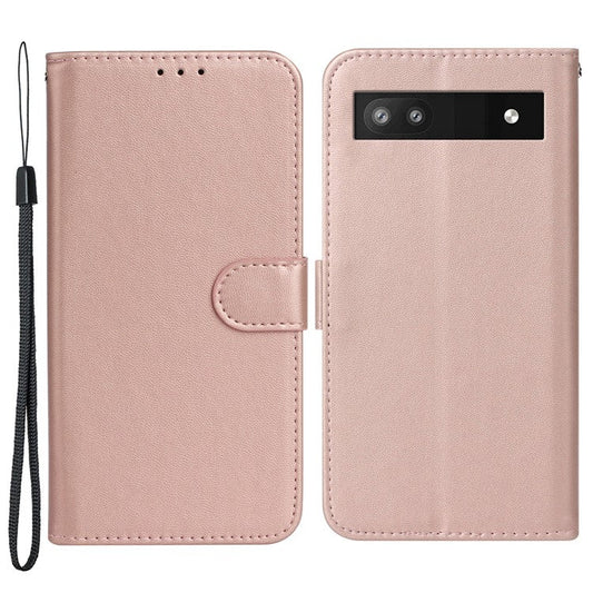 B40 Smartphone Case for Google Pixel 7a , Wallet Stand Phone Cover PU Leather+TPU Phone Shell - Rose Gold