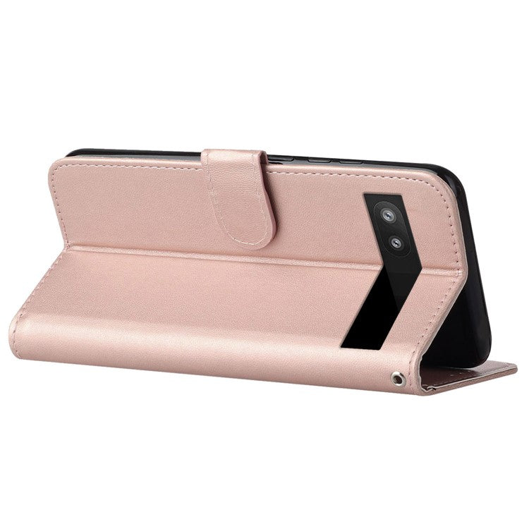B40 Smartphone Case for Google Pixel 7a , Wallet Stand Phone Cover PU Leather+TPU Phone Shell - Rose Gold