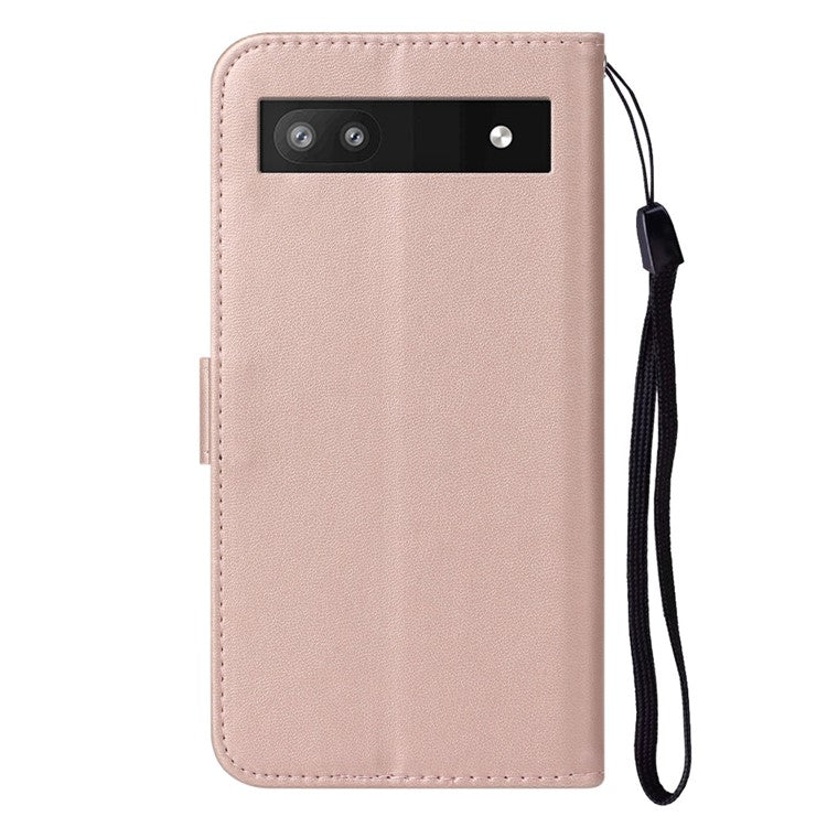 B40 Smartphone Case for Google Pixel 7a , Wallet Stand Phone Cover PU Leather+TPU Phone Shell - Rose Gold