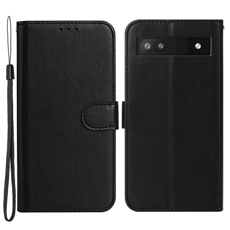 B40 Smartphone Case for Google Pixel 7a , Wallet Stand Phone Cover PU Leather+TPU Phone Shell - Black