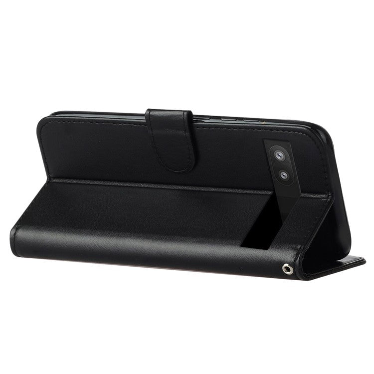 B40 Smartphone Case for Google Pixel 7a , Wallet Stand Phone Cover PU Leather+TPU Phone Shell - Black