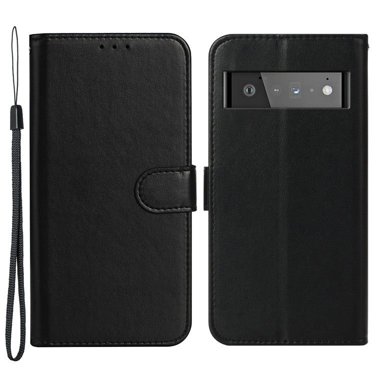 B40 For Google Pixel 6 Pro 5G Wallet Stand Phone Cover PU Leather+TPU Slim Smartphone Case - Black