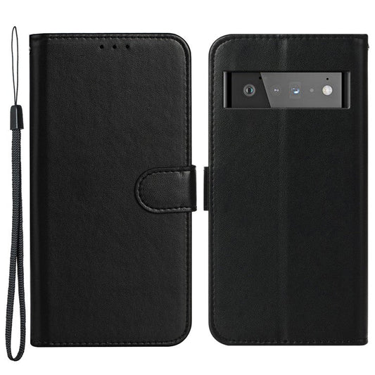 B40 For Google Pixel 6 Pro 5G Wallet Stand Phone Cover PU Leather+TPU Slim Smartphone Case - Black