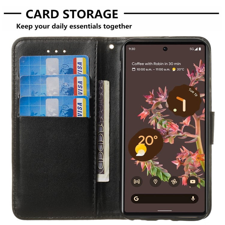 B40 For Google Pixel 6 Pro 5G Wallet Stand Phone Cover PU Leather+TPU Slim Smartphone Case - Black