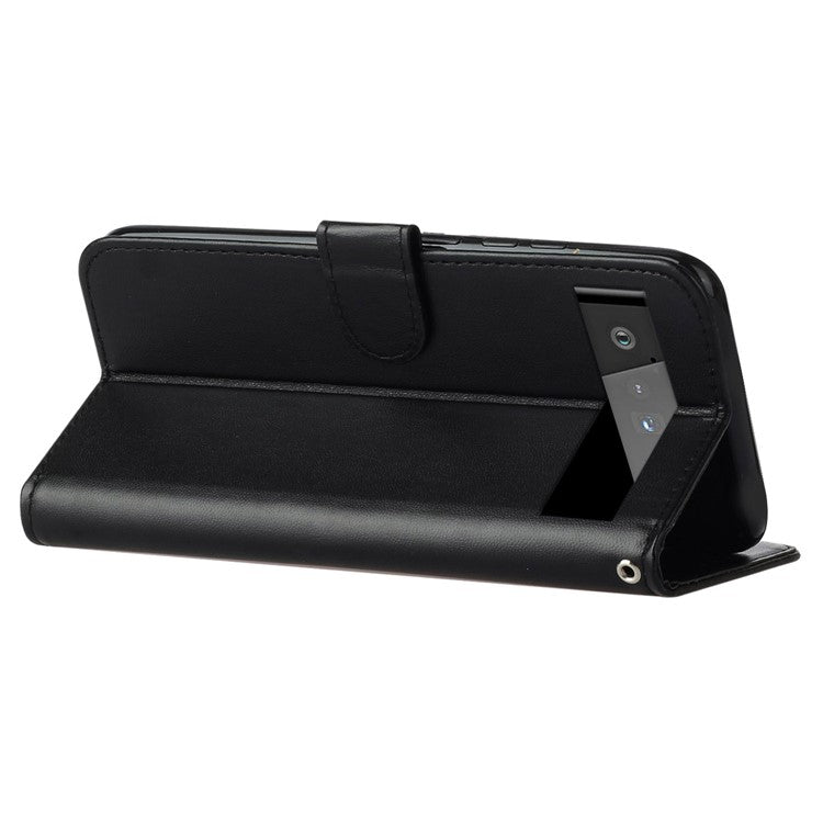 B40 For Google Pixel 6 Pro 5G Wallet Stand Phone Cover PU Leather+TPU Slim Smartphone Case - Black