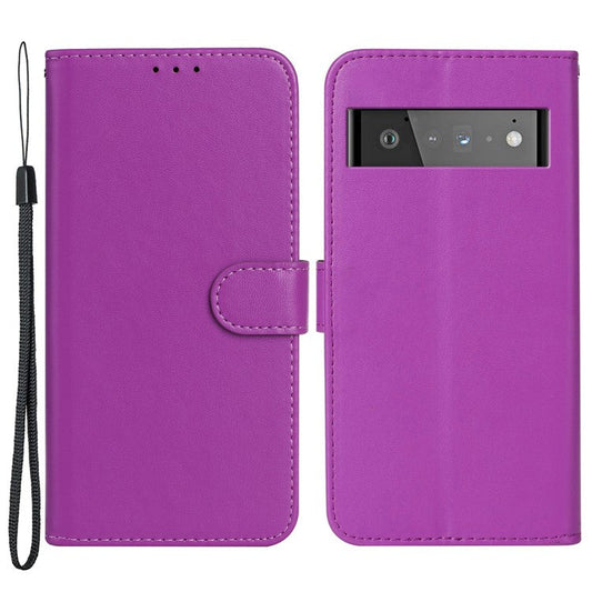 B40 For Google Pixel 6 Pro 5G Wallet Stand Phone Cover PU Leather+TPU Slim Smartphone Case - Purple