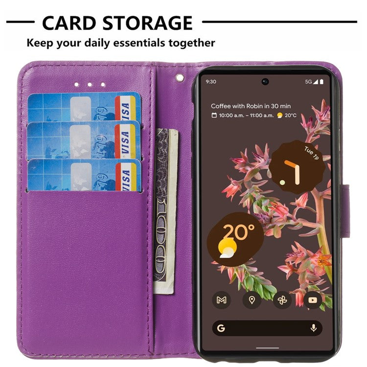 B40 For Google Pixel 6 Pro 5G Wallet Stand Phone Cover PU Leather+TPU Slim Smartphone Case - Purple