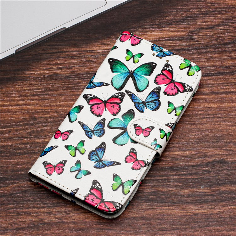 For Google Pixel 7a Wallet Phone Case PU Leather Pattern Printing Stand Phone Cover with Strap - Colorful Butterfly