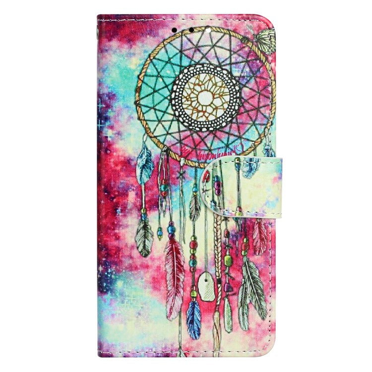 Wallet Phone Case for Google Pixel 7a Anti-Drop Shockproof Case Pattern Printing Leather Flip Cover - Green Wind Chime