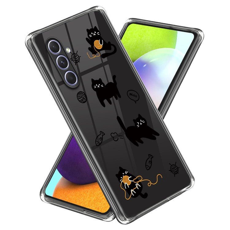 For Samsung Galaxy A34 5G Soft TPU Phone Case Pattern Printing Back Cover - Cat Knitting