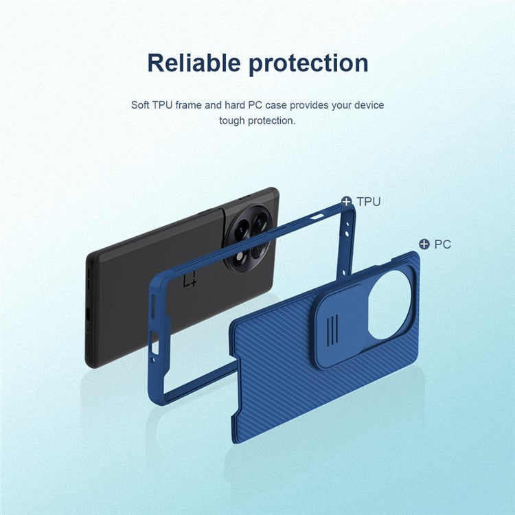 NILLKIN CamShield Pro for OnePlus Ace 2 5G / 11R 5G Drop-proof Case PC+TPU Hybrid Phone Cover with Camera Slide Lid - Black