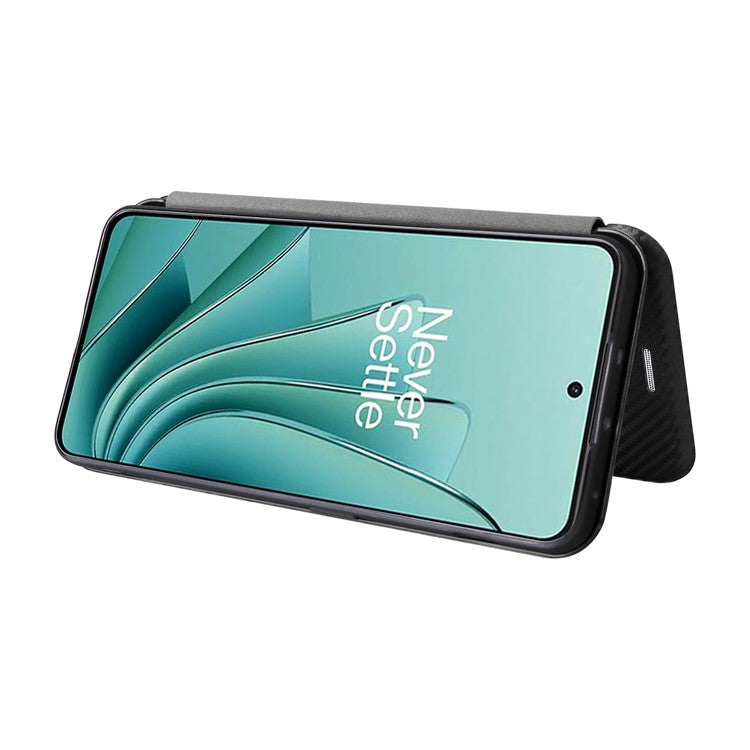For OnePlus Nord 3 5G / Ace 2V Carbon Fiber Texture Leather Stand Phone Case Card Holder Phone Cover - Black