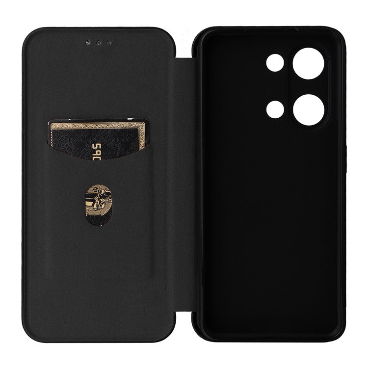 For OnePlus Nord 3 5G / Ace 2V Carbon Fiber Texture Leather Stand Phone Case Card Holder Phone Cover - Black