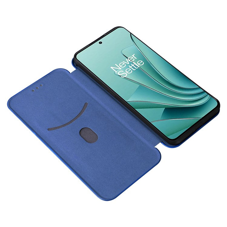 For OnePlus Nord 3 5G / Ace 2V Carbon Fiber Texture Leather Stand Phone Case Card Holder Phone Cover - Blue