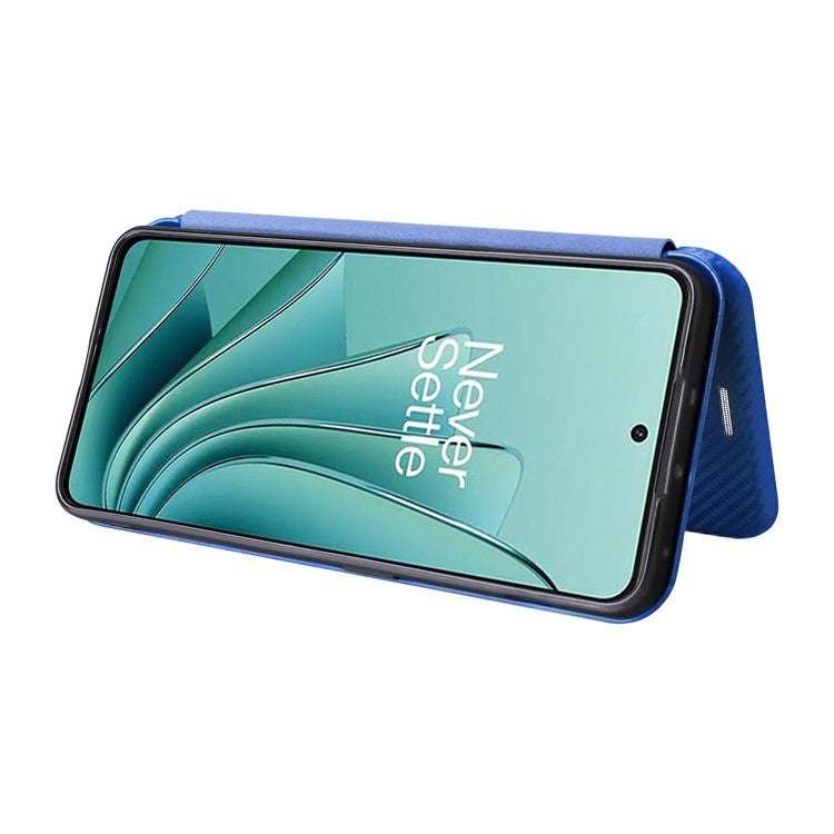 For OnePlus Nord 3 5G / Ace 2V Carbon Fiber Texture Leather Stand Phone Case Card Holder Phone Cover - Blue