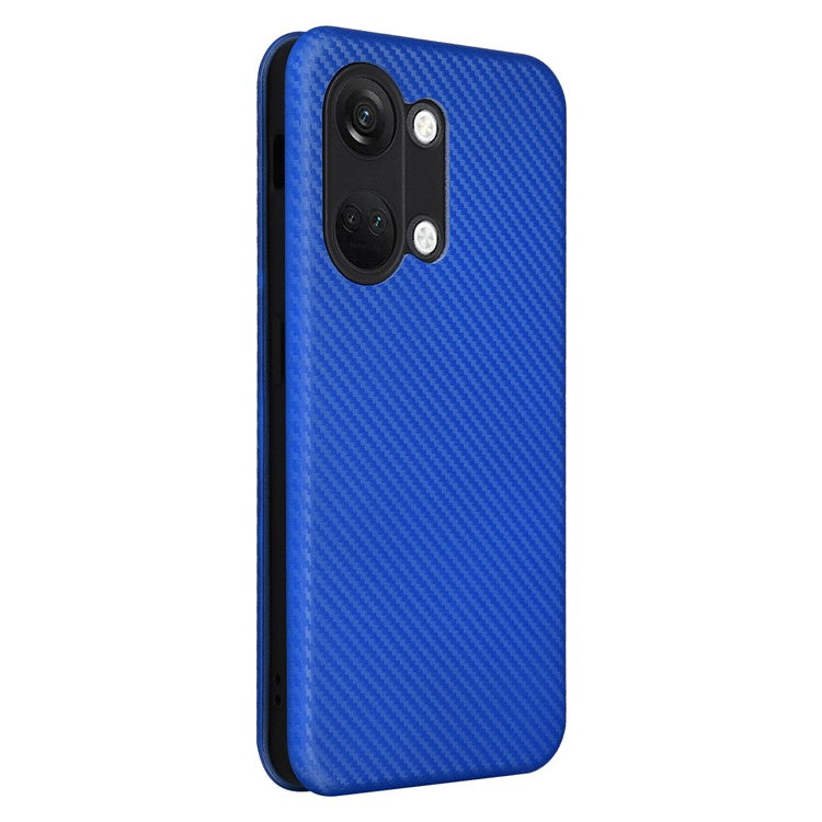 For OnePlus Nord 3 5G / Ace 2V Carbon Fiber Texture Leather Stand Phone Case Card Holder Phone Cover - Blue