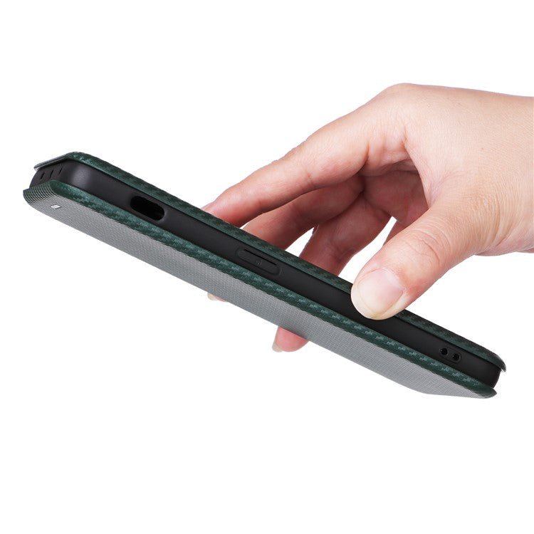 For OnePlus Nord 3 5G / Ace 2V Carbon Fiber Texture Leather Stand Phone Case Card Holder Phone Cover - Green