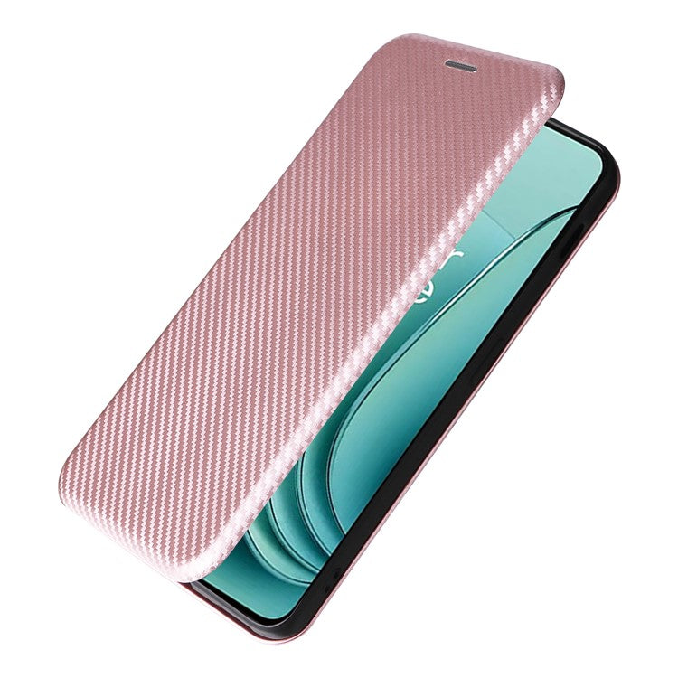 For OnePlus Nord 3 5G / Ace 2V Carbon Fiber Texture Leather Stand Phone Case Card Holder Phone Cover - Rose Gold