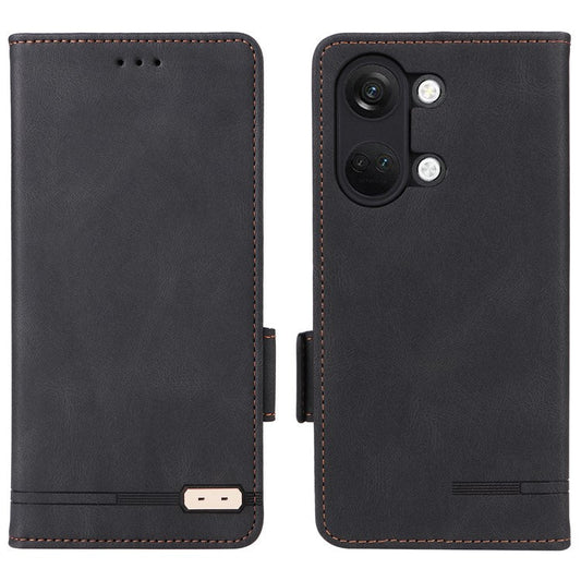 For OnePlus Nord 3 5G / Ace 2V Hardware Decor Wallet Stand Cover Magnetic PU Leather Anti-drop Case - Black