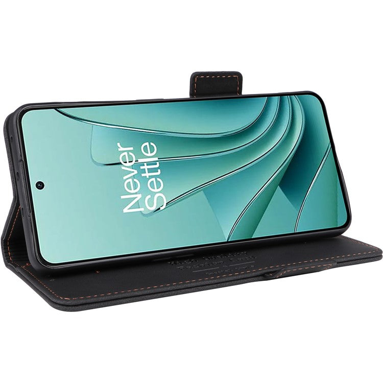 For OnePlus Nord 3 5G / Ace 2V Hardware Decor Wallet Stand Cover Magnetic PU Leather Anti-drop Case - Black