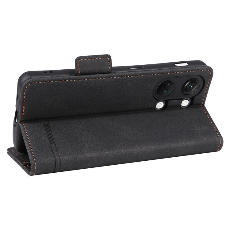 For OnePlus Nord 3 5G / Ace 2V Hardware Decor Wallet Stand Cover Magnetic PU Leather Anti-drop Case - Black