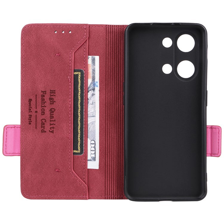 For OnePlus Nord 3 5G / Ace 2V Hardware Decor Wallet Stand Cover Magnetic PU Leather Anti-drop Case - Rose