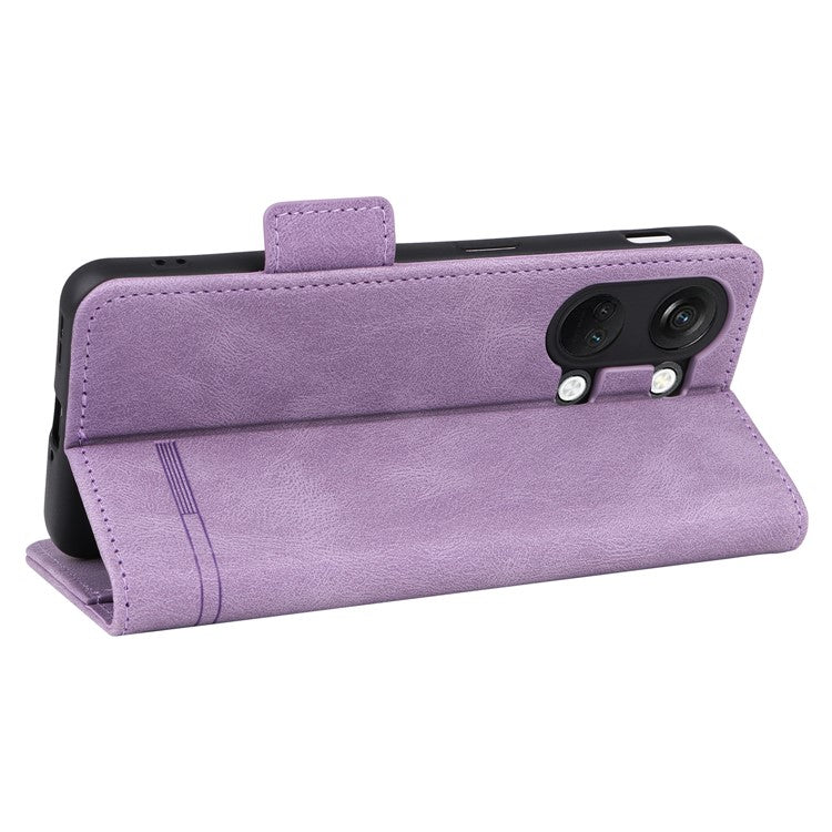 For OnePlus Nord 3 5G / Ace 2V Hardware Decor Wallet Stand Cover Magnetic PU Leather Anti-drop Case - Purple