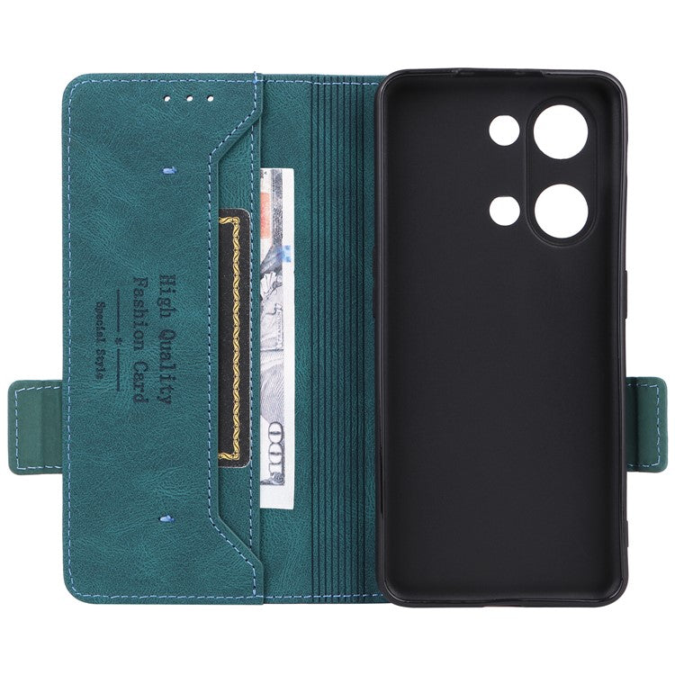 For OnePlus Nord 3 5G / Ace 2V Hardware Decor Wallet Stand Cover Magnetic PU Leather Anti-drop Case - Blue