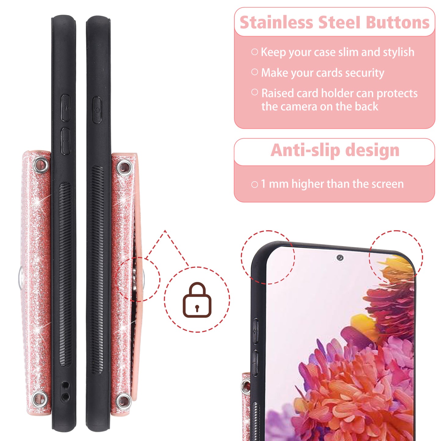 For Samsung Galaxy S20 Lite / S20 FE / S20 FE 5G / S20 FE 2022 Triangle Card Holder Kickstand PU Leather+TPU Phone Cover - Pink