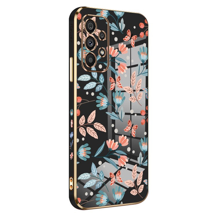 RZANTS For Samsung Galaxy A32 5G / M32 5G Soft TPU Electroplating Phone Case Flower Butterfly Pattern Cellphone Cover - Black