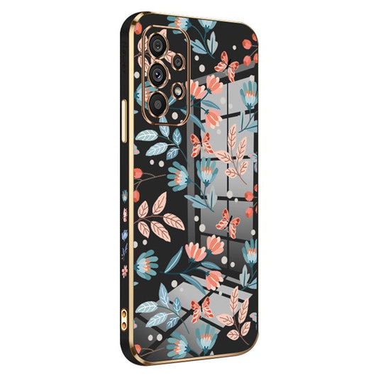 RZANTS For Samsung Galaxy A32 5G / M32 5G Soft TPU Electroplating Phone Case Flower Butterfly Pattern Cellphone Cover - Black
