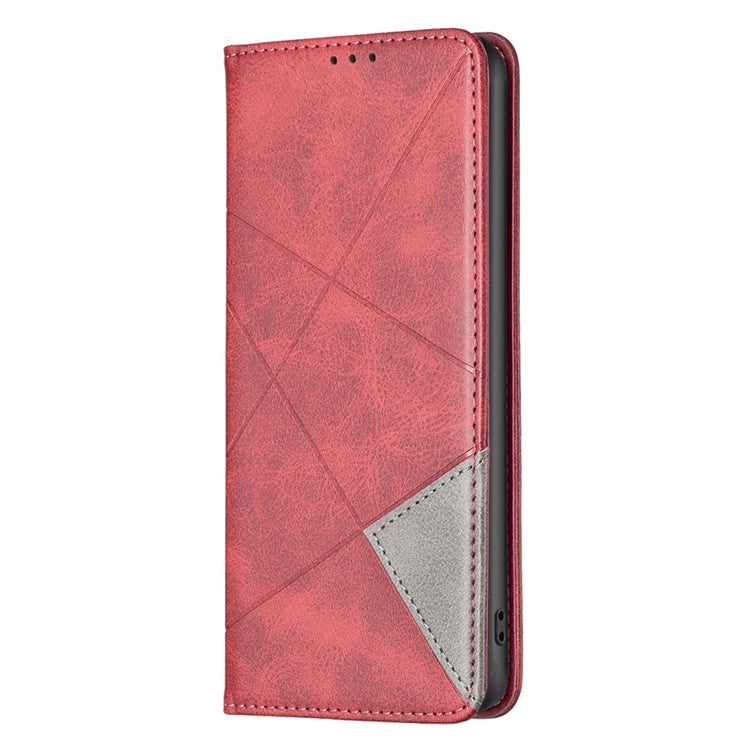 Wallet Phone Cover for Oppo Find X6 Pro , Card Holder Imprinting Pattern Splicing PU Leather Phone Stand Case - Red