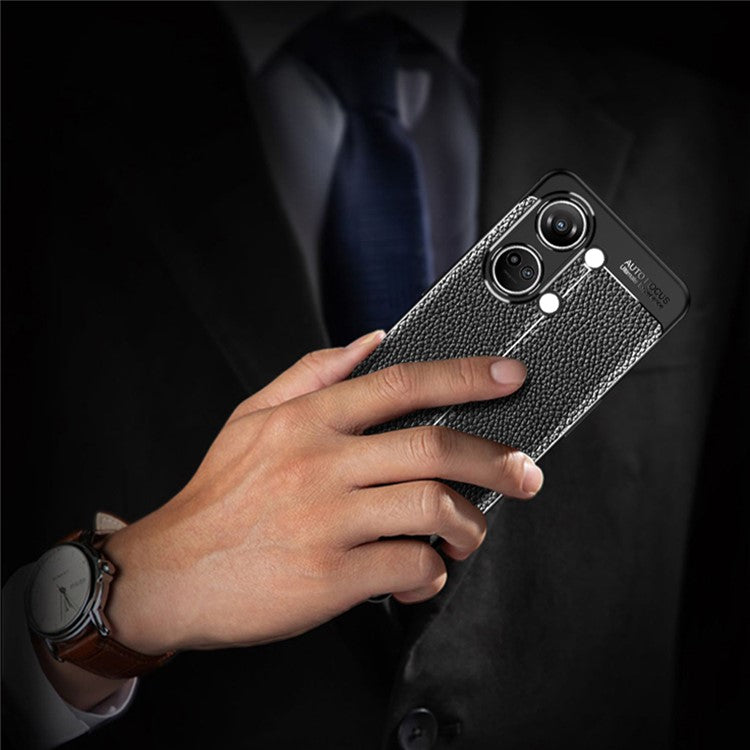 For OnePlus Nord 3 5G / Ace 2V Litchi Texture TPU Phone Case Shockproof Cell Phone Cover - Black