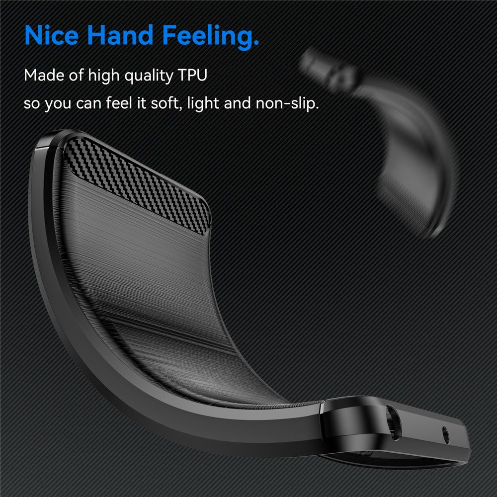 For Samsung Galaxy M14 5G Carbon Fiber Texture Shockproof Brushed TPU Phone Case Cell Phone Cover - Black