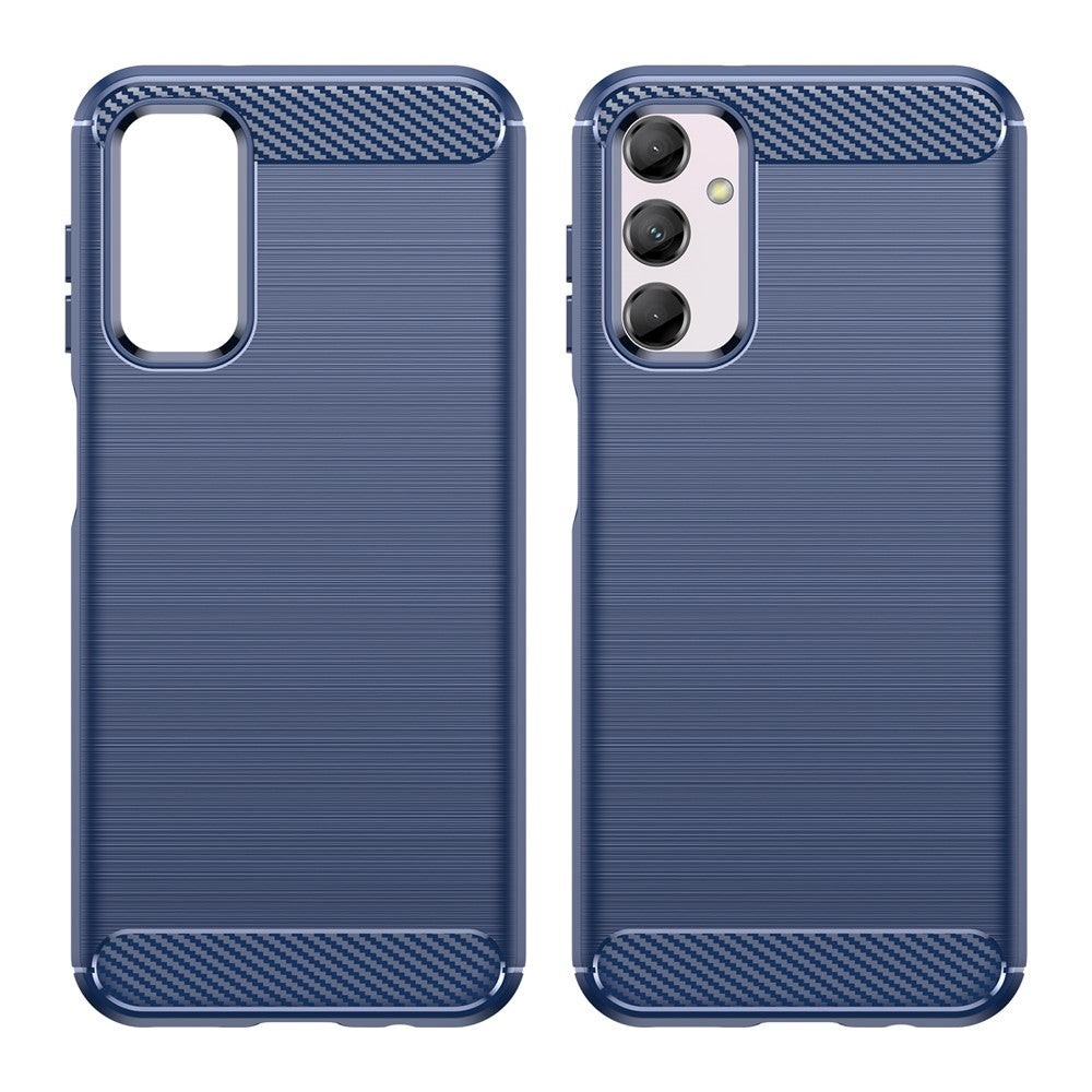 For Samsung Galaxy M14 5G Carbon Fiber Texture Shockproof Brushed TPU Phone Case Cell Phone Cover - Blue