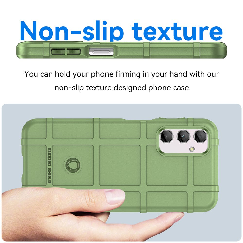 For Samsung Galaxy M14 5G Square Grid Texture Soft TPU Phone Case Anti-drop Back Cover - Green