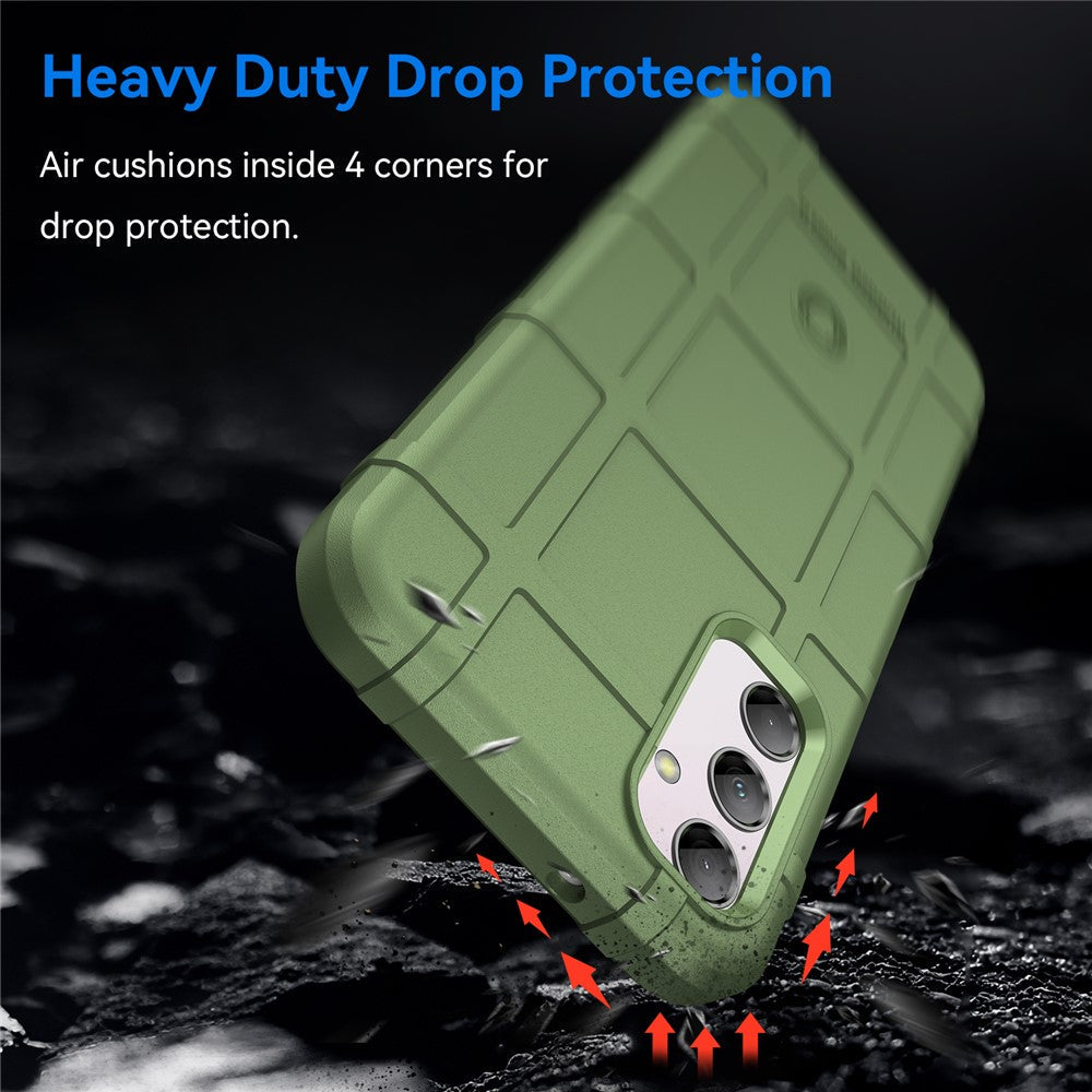For Samsung Galaxy M14 5G Square Grid Texture Soft TPU Phone Case Anti-drop Back Cover - Blue