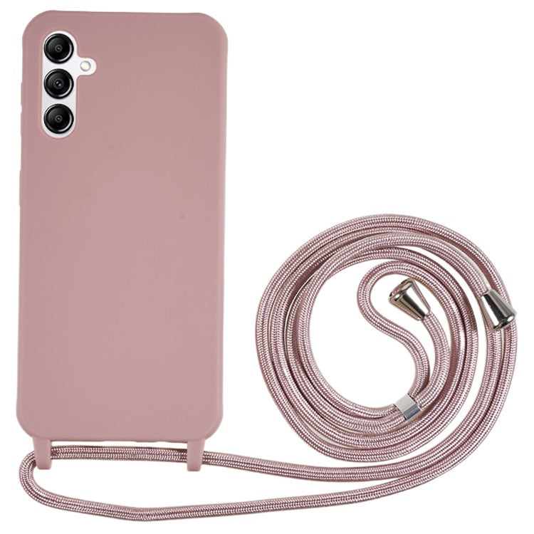 For Samsung Galaxy A14 5G / 4G TPU Case Fall-proof Back Cover with Lanyard - Deep Pink