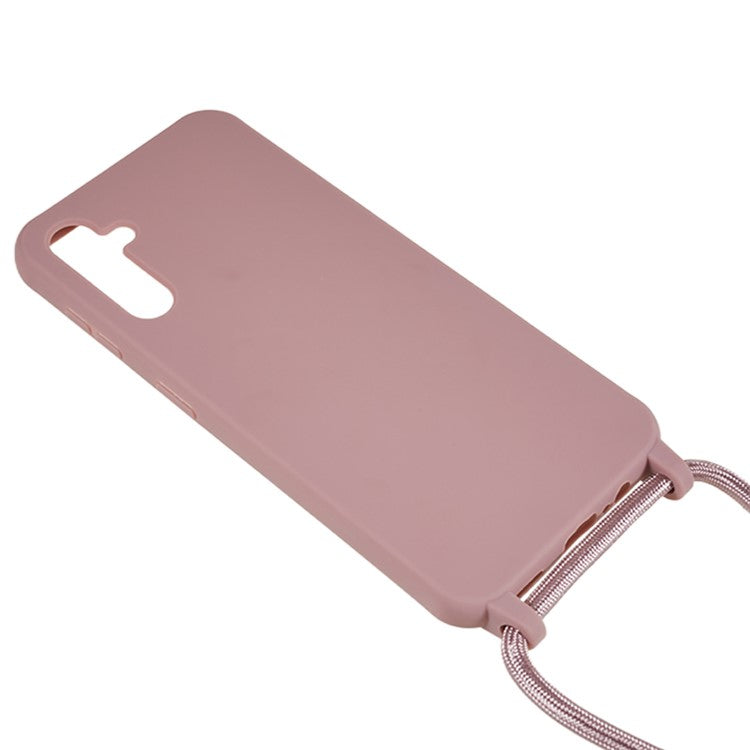 For Samsung Galaxy A14 5G / 4G TPU Case Fall-proof Back Cover with Lanyard - Deep Pink