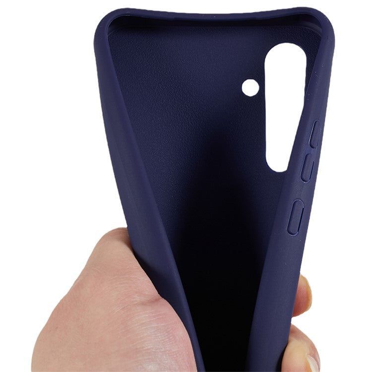 For Samsung Galaxy A54 5G Soft TPU Case Matte Finish Phone Protector with Wide Lanyard - Dark Blue