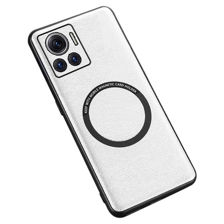 For Motorola Moto X30 Pro 5G / Edge 30 Ultra 5G Magnetic Back Cover Compatible with MagSafe PU Leather+PC+TPU Phone Case - White