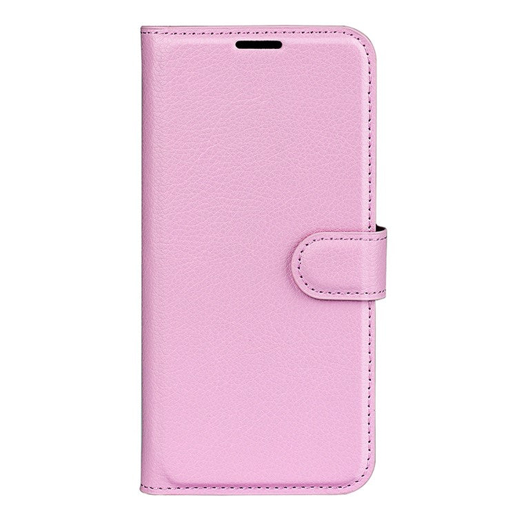 PU Leather Shell for Google Pixel 7a Drop-proof Litchi Texture Phone Case Wallet Stand Flip Cover - Pink