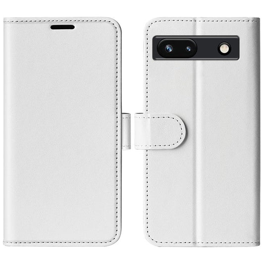 Stand Phone Case for Google Pixel 7a PU Leather Wallet Crazy Horse Texture Flip Cover - White