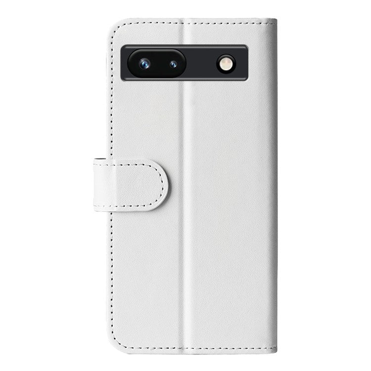 Stand Phone Case for Google Pixel 7a PU Leather Wallet Crazy Horse Texture Flip Cover - White