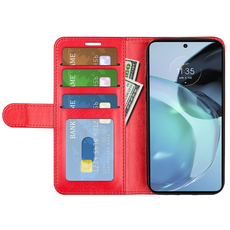Stand Phone Case for Google Pixel 7a PU Leather Wallet Crazy Horse Texture Flip Cover - Red