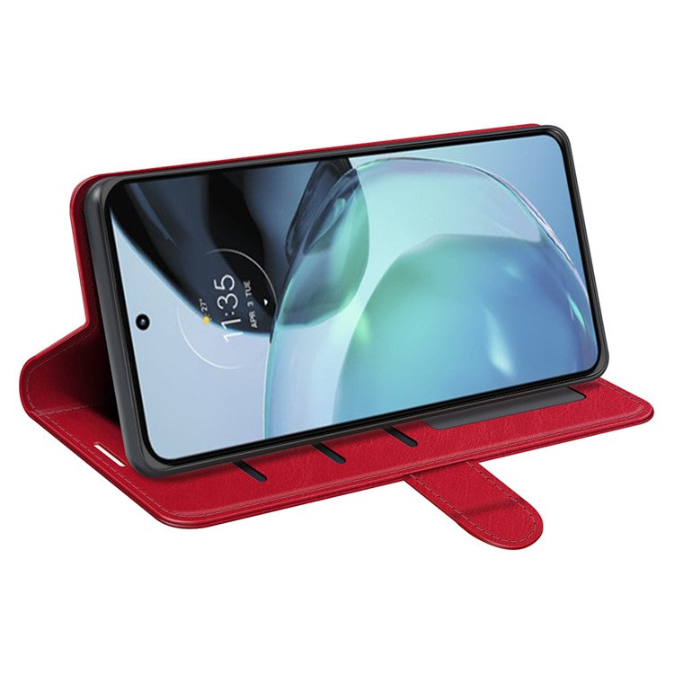 Stand Phone Case for Google Pixel 7a PU Leather Wallet Crazy Horse Texture Flip Cover - Red