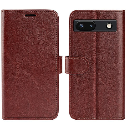 Stand Phone Case for Google Pixel 7a PU Leather Wallet Crazy Horse Texture Flip Cover - Brown