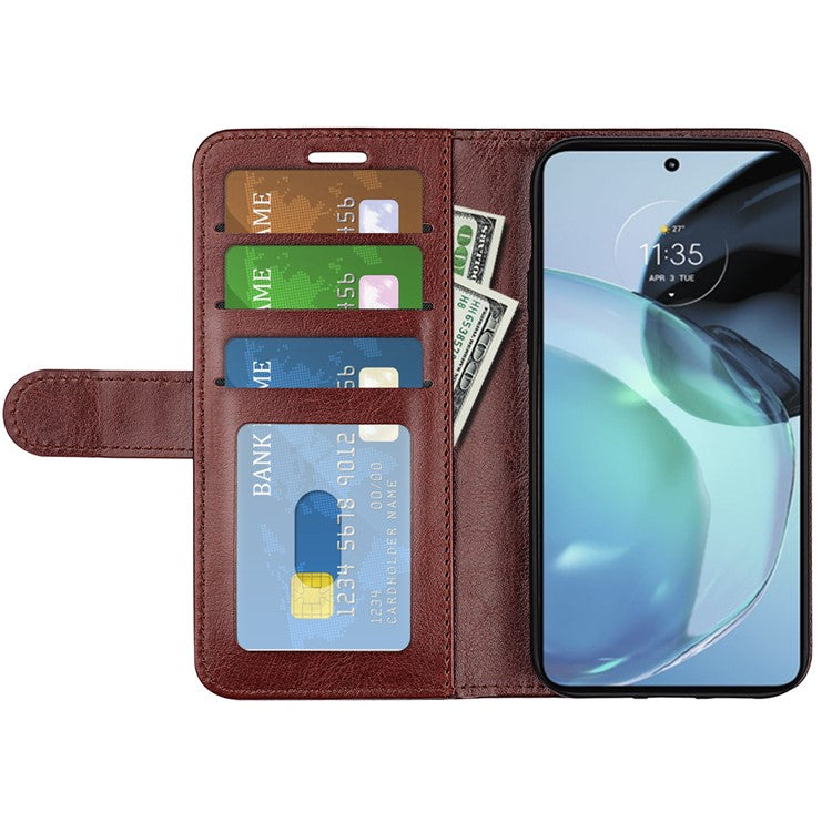 Stand Phone Case for Google Pixel 7a PU Leather Wallet Crazy Horse Texture Flip Cover - Brown